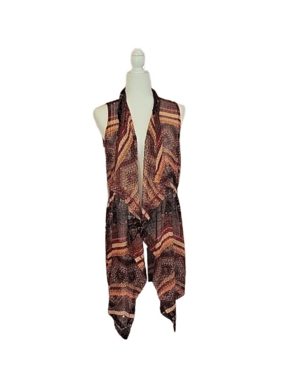 JM Sportswear Boho Waterfall Vest Size Small NWT
